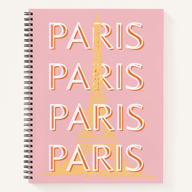 Paris Travel Art, Travel Art, Pastel, Minimalist Notebook (Front)