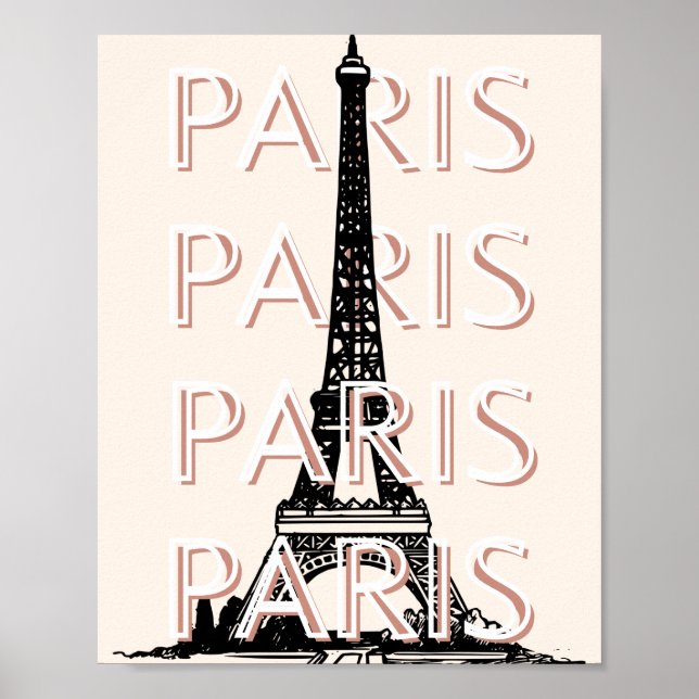 Paris Travel Art, Travel Art, Pastel, Minimalist Poster (Front)