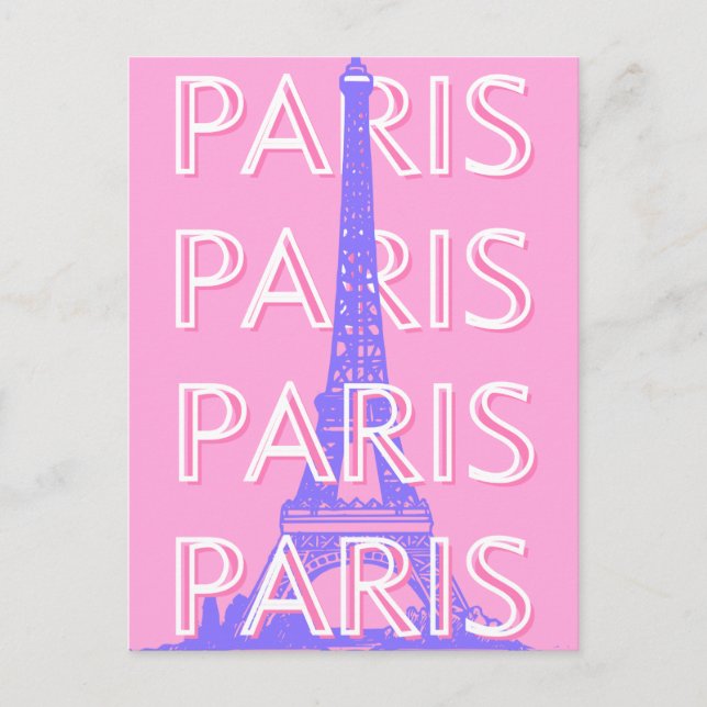 Paris Travel Art, Travel Art, Pink Holiday Postcard (Front)