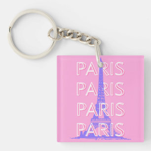 Paris Travel Art, Travel Art, Pink Key Ring