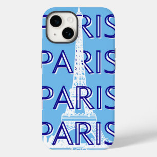Paris Travel Art, Travel Art, Preppy Art, Blue Case-Mate iPhone 14 Case