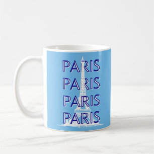 Paris Travel Art, Travel Art, Preppy Art, Blue Coffee Mug