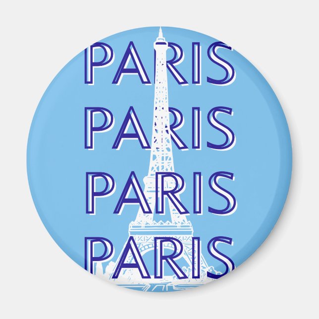 Paris Travel Art, Travel Art, Preppy Art, Blue Magnet (Front)