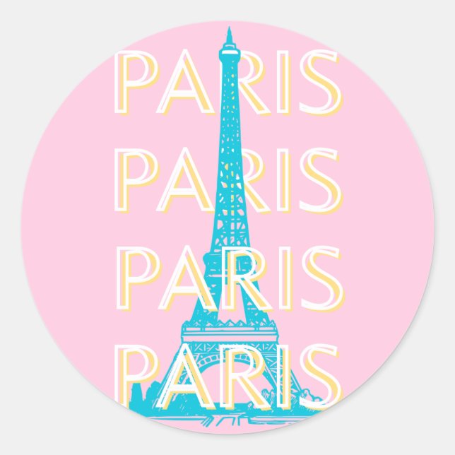Paris Travel Art, Travel Art, Preppy, Pink Classic Round Sticker (Front)