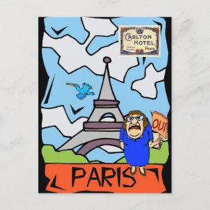 Paris Travel Cartoon Postcard