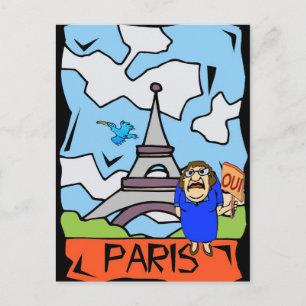 Paris Travel Cartoon Postcard