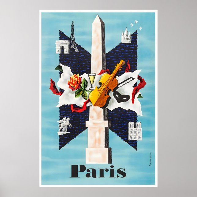Paris Travel Poster French Print France Art (Front)