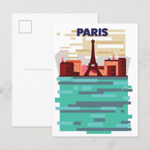 Paris Travel poster Invitation Postcard