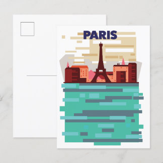 Paris Travel poster Invitation Postcard