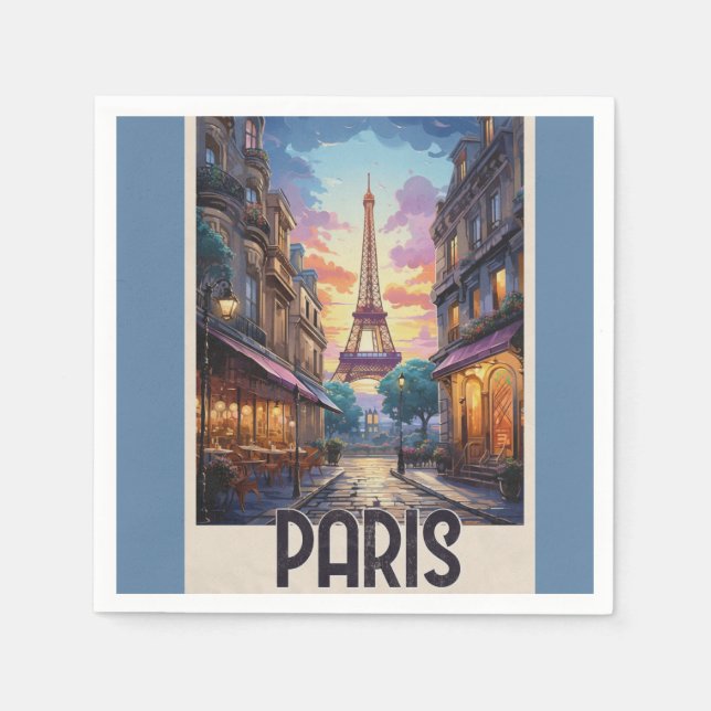 Paris Travel Poster Napkin (Front)