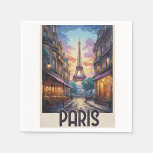 Paris Travel Poster Napkin