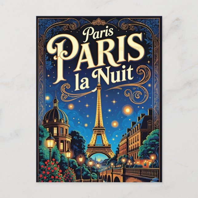 Paris Travel Poster,  Postcard (Front)