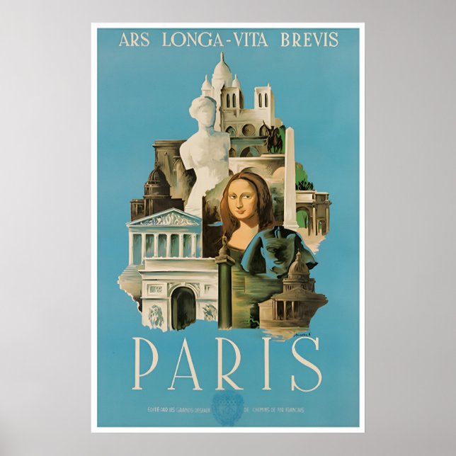 Paris Travel Poster Wall Art France Print Home (Front)
