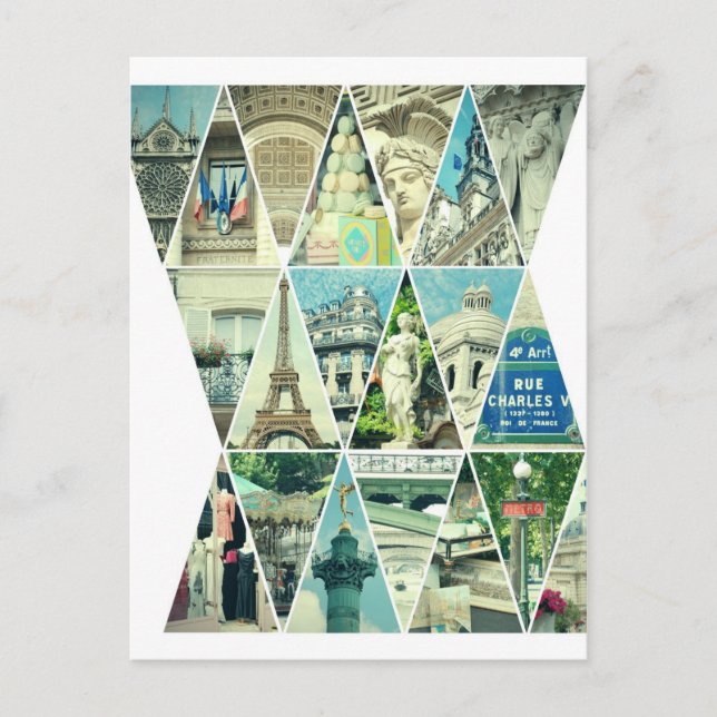 Paris Trendy Triangle Photo Collage - Postcard (Front)