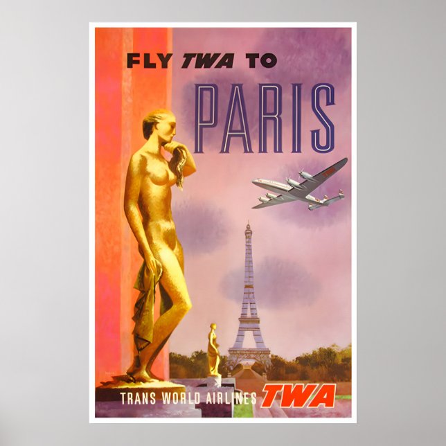 Paris TWA Poster France Travel Art French Print (Front)