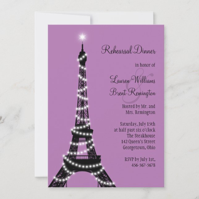 Paris Twinkles Rehearsal Dinner Invitation (Front)