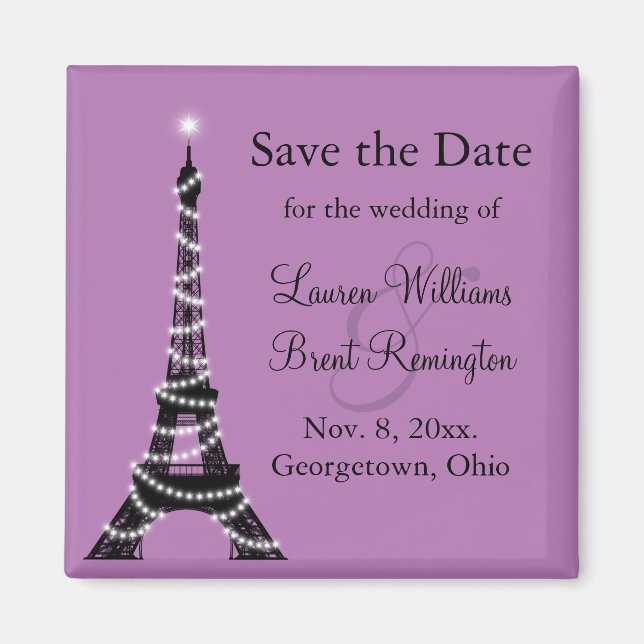 Paris Twinkles Save the Date Magnet (Front)