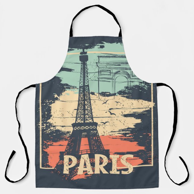 Paris typography: abstract Eiffel poster. Apron (Front)