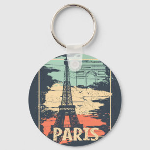 Paris typography: abstract Eiffel poster. Key Ring