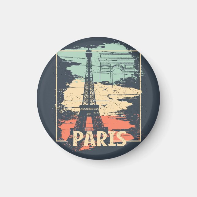 Paris typography: abstract Eiffel poster. Magnet (Front)