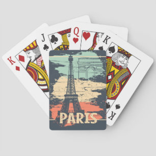 Paris typography: abstract Eiffel poster. Playing Cards