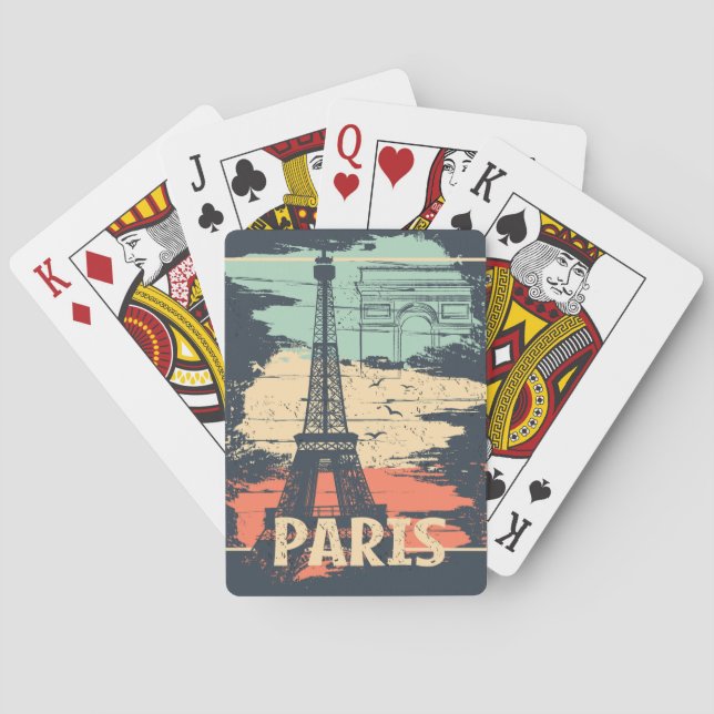 Paris typography: abstract Eiffel poster. Playing Cards (Back)