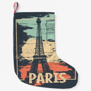 Paris typography: abstract Eiffel poster. Small Christmas Stocking