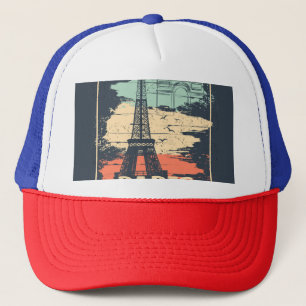 Paris typography: abstract Eiffel poster. Trucker Hat