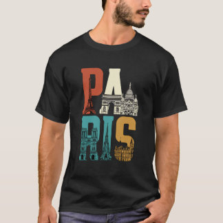 Paris Typography Art | Vintage Parisian Landmarks T-Shirt