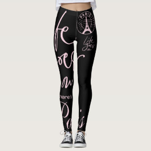 Paris typography pattern funky retro leggings