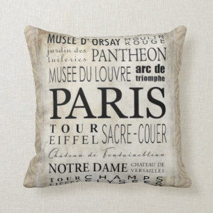 Paris Typography - Subway Style Cushion