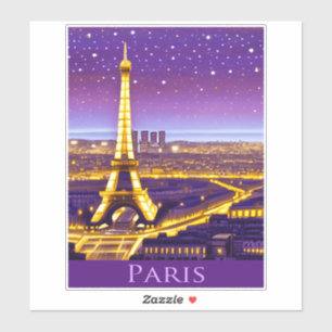 Paris Under a Purple Starry Sky