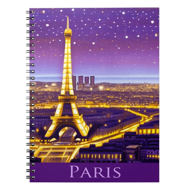 Paris Under a Purple Starry Sky Notebook (Front)
