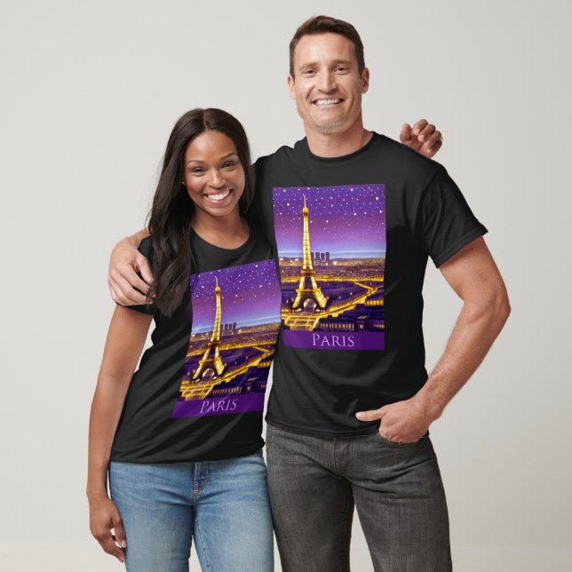 Paris Under a Purple Starry Sky T-Shirt (Unisex)