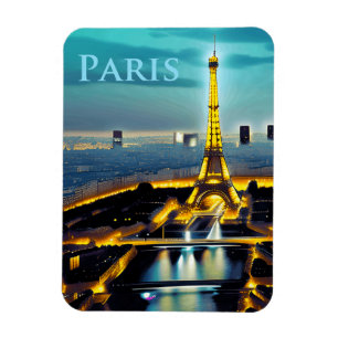 Paris Under a Turquoise Blue Twilight Sky Magnet