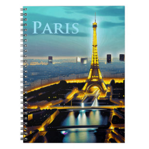 Paris Under a Turquoise Blue Twilight Sky Notebook