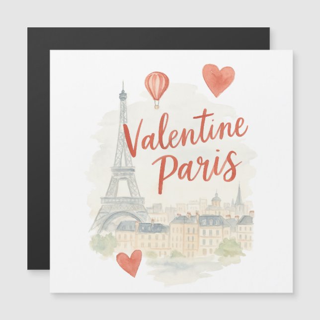 Paris Valentine Watercolor  – Eiffel Tower Love  (Front/Back)