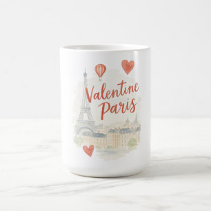 Paris Valentine Watercolor – Eiffel Tower Love Coffee Mug