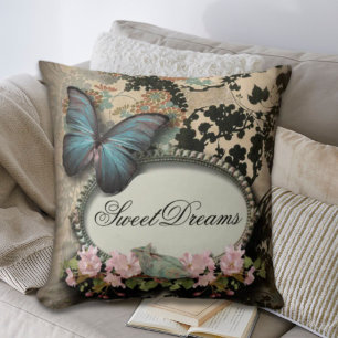 Paris victorian floral french butterfly cushion