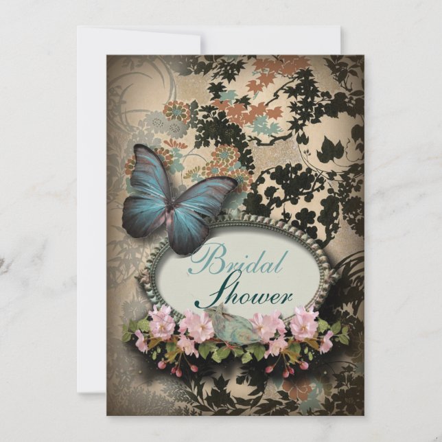 Paris victorian floral french butterfly invitation (Front)