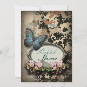 Paris victorian floral french butterfly invitation