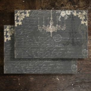 Paris Vintage Black Ephemera Script Decoupage Tissue Paper
