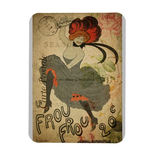 Paris Vintage French Can-Can Dancer Magnet (Vertical)