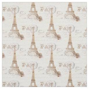 Paris Vintage French Writing Pink Fabric