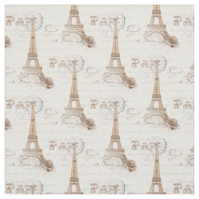 Paris Vintage French Writing Pink Fabric (Swatch)