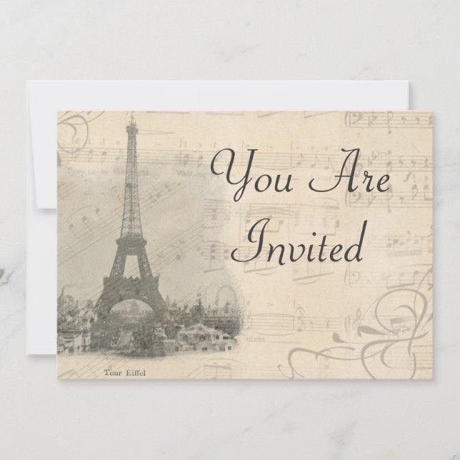 Paris Vintage Music Invitation (Front)
