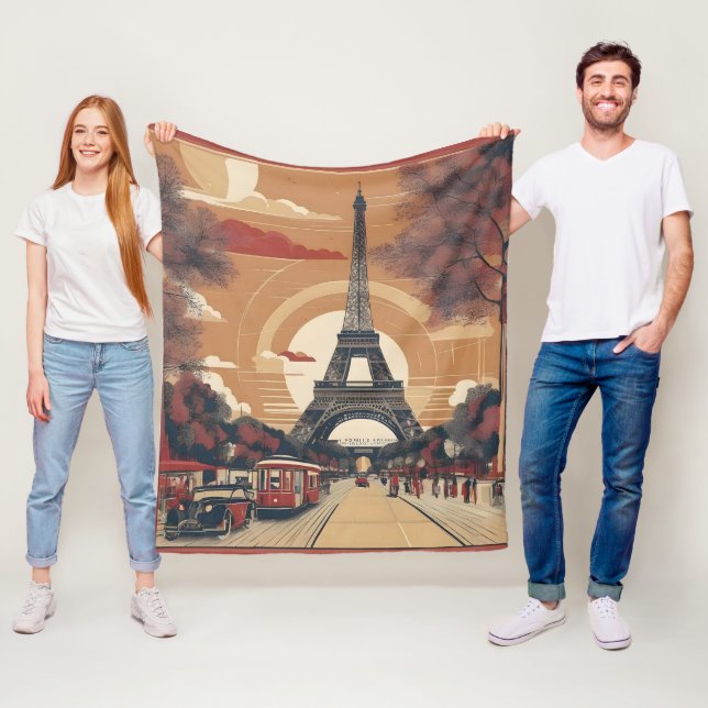 Paris vintage painting fleece blanket (In Situ)