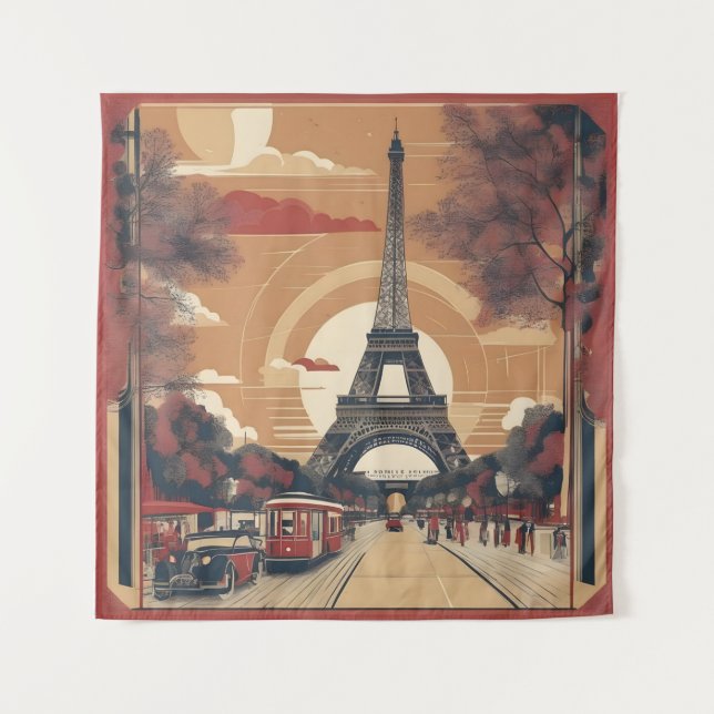 Paris vintage painting tapestry (Front)