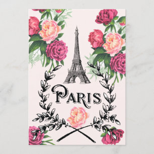 Paris Vintage Pink Roses Invitation