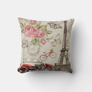 Paris vintage postcard. cushion